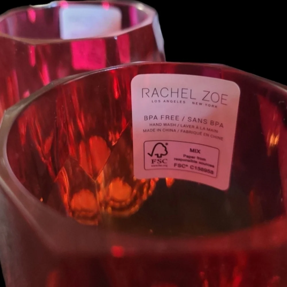 4pc Rachel Zoe Sunset Ombre Acrylic Crystal Tumbler Cup Drink Glass Set NEW